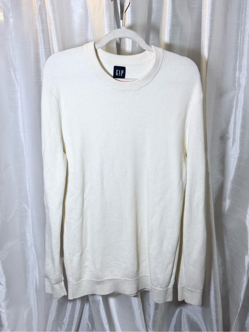 GAP Men's Ivory Textured Crewneck Sweater